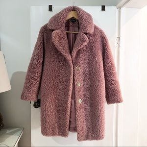 Topshop Pink/Dusty Rose Teddy Bear Coat